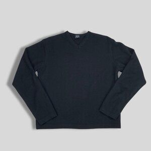 HUGO BOSS 100% V- Neck Black Merinos Extrafine Wool Sweater